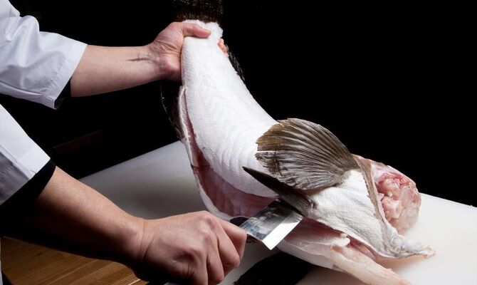 魚をさばく板前